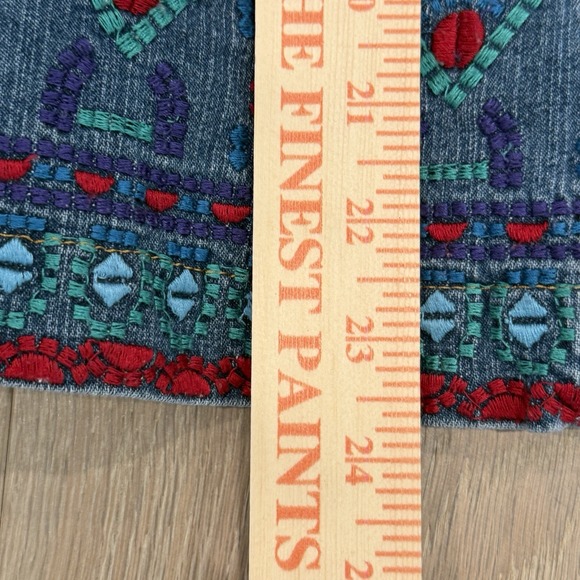 Coldwater Creek Lined Embroidered Denim Jacket Western  Aztec Ranch Style Sz LG - Picture 9 of 11